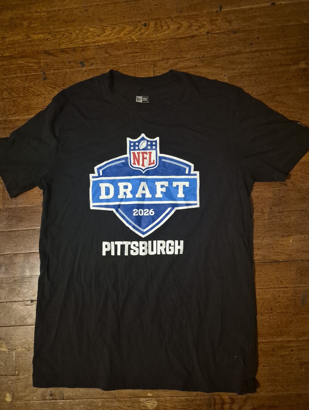 NFL Pittsburgh Draft Logo Tee - Black, Blue, White, Red Mens Sz Large NWOT